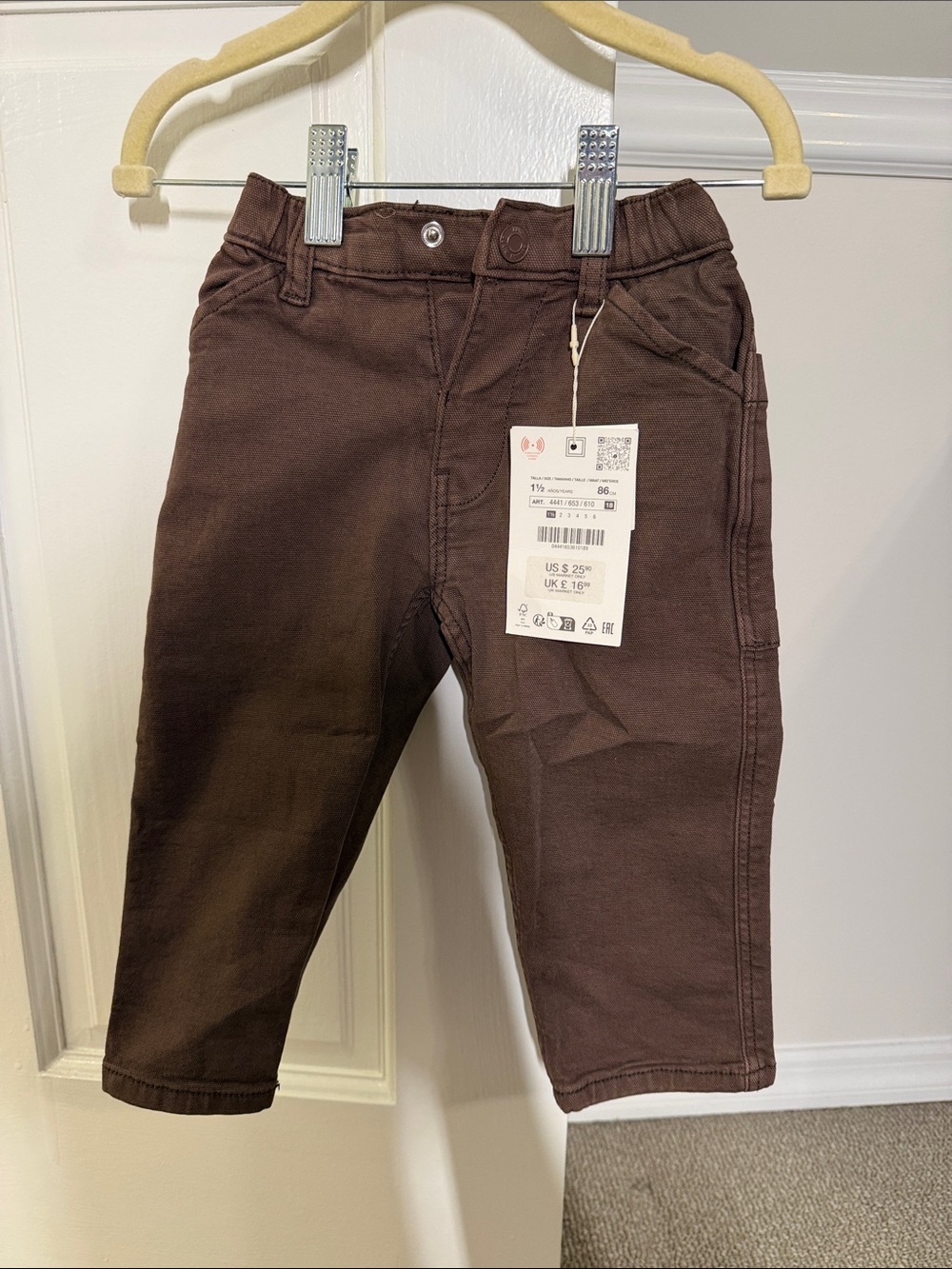 NWT Zara Kids 1/2T brown denim pants, never worn, brand new, Retails at: $25